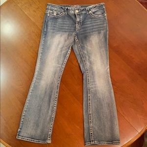 Paisley Sky Bootcut Denim with Embellished Cheeks